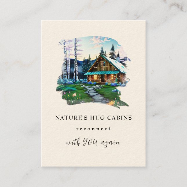 Carte De Visite *~* AP49 Cabine rustique QR Bouleau de printemps d (Devant)
