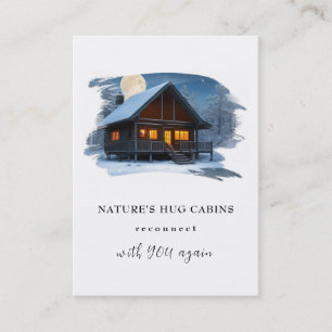 Carte De Visite *~* AP49 Rustique Cabine chalet QR Snowy Moon