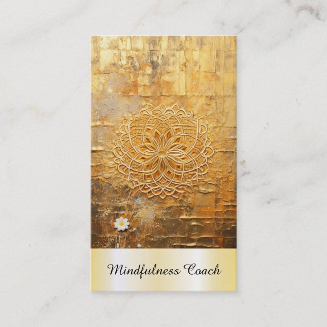 Carte De Visite *~* AP92 QR Gold Flower of Life Reiki Yoga Sacred (Devant)