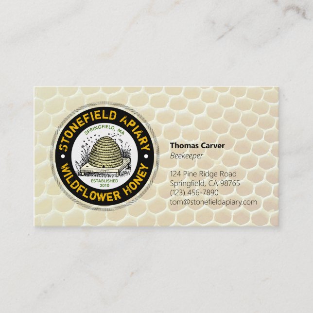 Carte De Visite Apiary Golden Honeycomb (Devant)