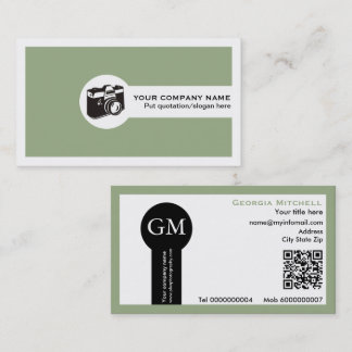 Carte De Visite Appareil photo de photographe et code QR vert saug