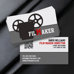 Carte De Visite Appareil photo noir et créateur de film de code QR