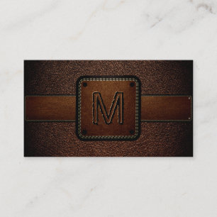Carte De Visite Apparence en cuir Brown foncé Monogramme Brown