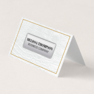 Carte De Visite Apparences jaunes   Texture en cuir blanc