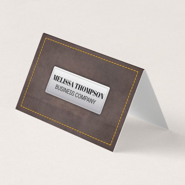 Carte De Visite Apparences jaunes | Texture en cuir Brown (Devant)