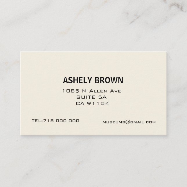 Carte de visite appelant minimaliste d'Ecru (Devant)