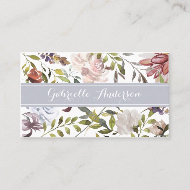 Carte De Visite Appeler botanique floral en pastel (Devant)