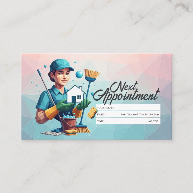 Carte De Visite Appointment Reminder House Cleaning Housekeeping (Devant)
