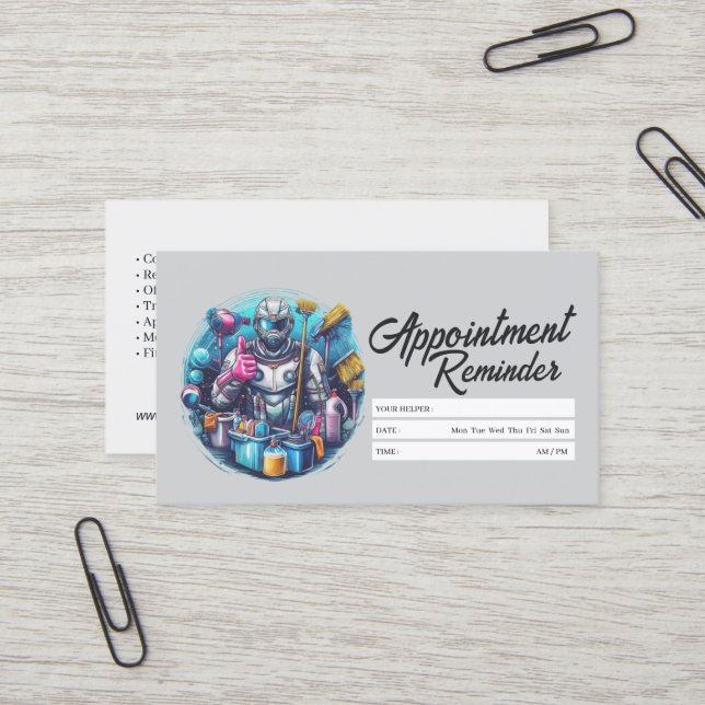 Carte De Visite Appointment Reminder House Cleaning Housekeeping (Devant/Arrière en situation)