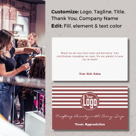 Carte De Visite Appréciation de l'équipe Élégance : Merci de salon