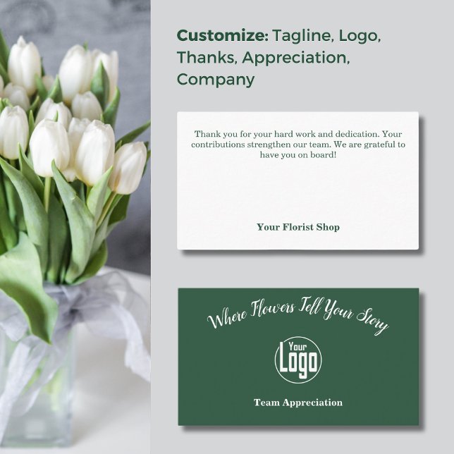 Carte De Visite Appréciation de l'équipe : Florist Shop Merci (Team Appreciation: Florist Shop Thank You Business Card, Custom Logo)