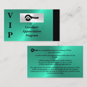 Carte De Visite Appréciation des clients VIP Noir & Turquoise