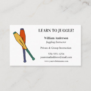 Carte De Visite Apprendre le Juggle, le Juggler professionnel, le 