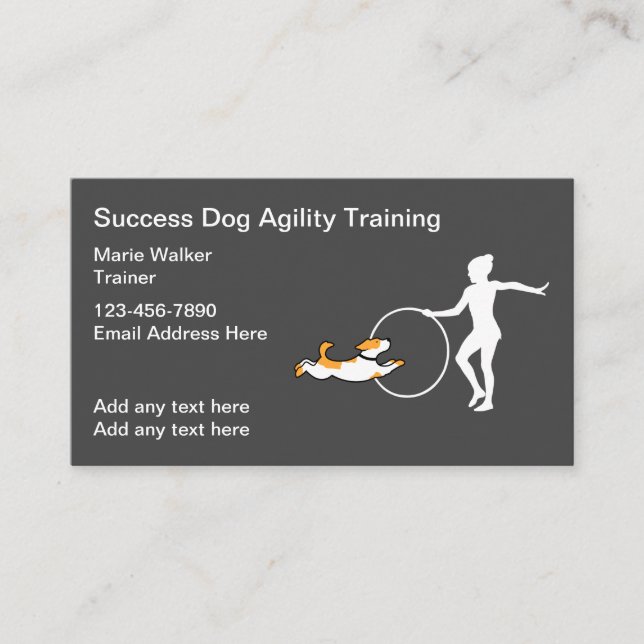 Carte De Visite Apprentissage de l'agilité de chien Canine (Devant)