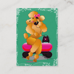Carte De Visite Apricot Poodle Rétro Téléphone