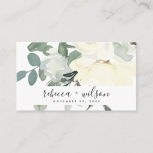CARTE DE VISITE AQUA BLANC AQUA FLORALE MARIAGE EN IVOIRE DOUX
