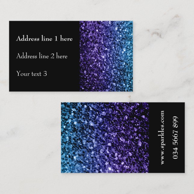 Carte De Visite Aqua bleu Ombre faux parties scintillant scintille (Devant / Derrière)