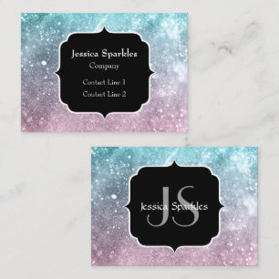 Carte De Visite Aqua bleu rose galaxie marine abstrait Monogramme