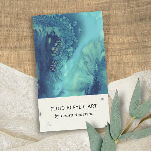 CARTE DE VISITE AQUA BLEU TURQUOISE FLUID ACRYLIQUE ARTISTE ARTIST