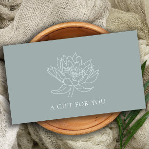 CARTE DE VISITE AQUA BLEU TURQUOISE OR LOTUS FLORAL CADEAU CERTIFI