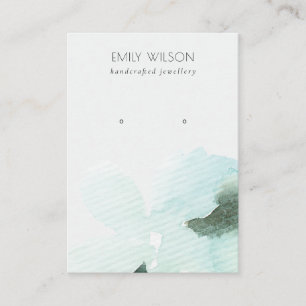 Carte De Visite Aqua Blue Floral Abstrait Écran d'oreille
