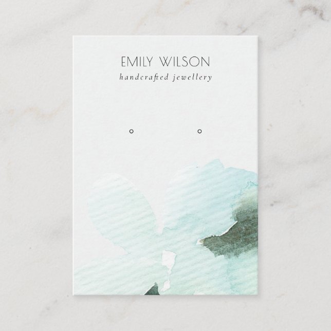 Carte De Visite Aqua Blue Floral Abstrait Écran d'oreille (Devant)