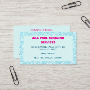 Carte De Visite Aqua Blue Pool Maintenance