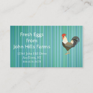 Carte De Visite Aqua Blue Watercolor Rooster Silhouette Chevron