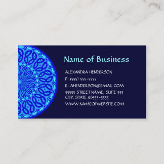 Carte De Visite Aqua chic et mandala bleu de lueur de kaléidoscope