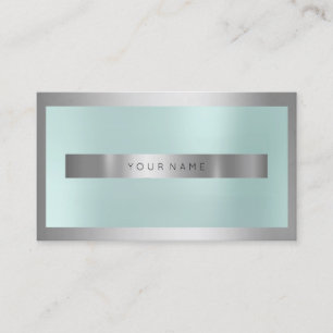 Carte De Visite Aqua minimal métallique de cadre en verre argent