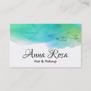 Carte De Visite Aqua moderne simple de bleu d'abrégé sur aquarel