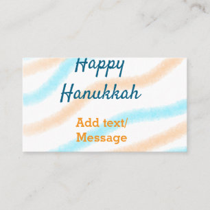 Carte De Visite Aqua orange happy Hanoukka ajouter un nom message
