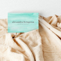 Aqua Seafoam Vert Aquarelle Abstraite QR Code