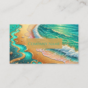 Carte De Visite Aquamarine Tropical Beach Abstrait