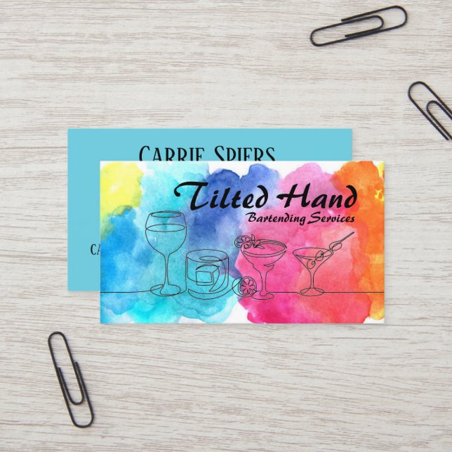 Carte de visite aquarelle (Devant/Arrière en situation)