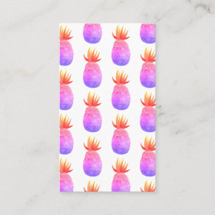 Carte De Visite Aquarelle à ananas tropical Motif rose violet