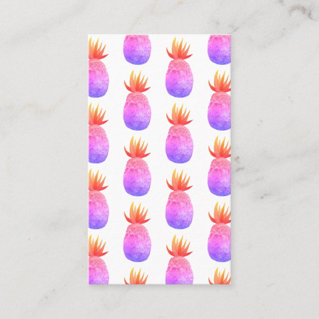 Carte De Visite Aquarelle à ananas tropical Motif rose violet (Devant)
