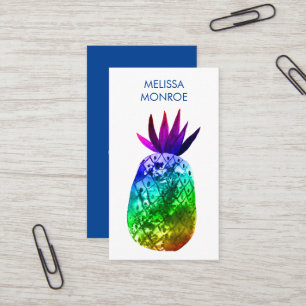 Carte De Visite Aquarelle à ananas tropicale Rainbow Business