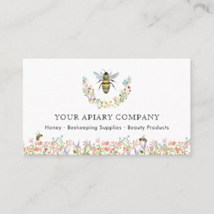 Carte De Visite Aquarelle Abeille Apiary Fleurie