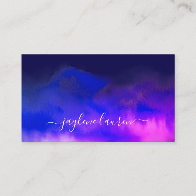 Carte De Visite Aquarelle Abstraite Bleu de nuit (Devant)