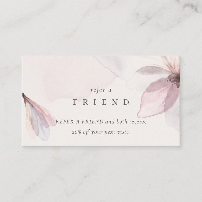 Carte De Visite Aquarelle Abstraite Blush Floral Référer un ami (Devant)