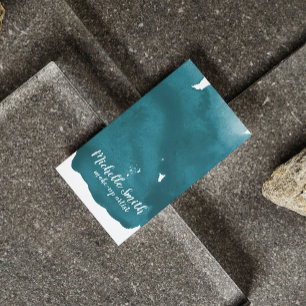 Carte De Visite Aquarelle Abstraite couleur turquoise trait de bro