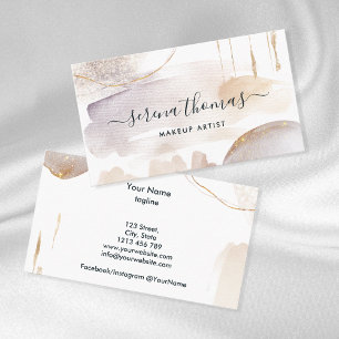 Carte De Visite Aquarelle Abstraite de signature moderne Blush Gol