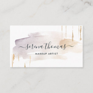 Carte De Visite Aquarelle Abstraite de signature moderne Blush Gol