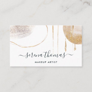 Carte De Visite Aquarelle Abstraite de signature moderne Blush Gol