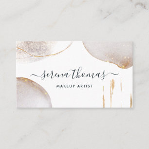 Carte De Visite Aquarelle Abstraite de signature moderne Blush Gol