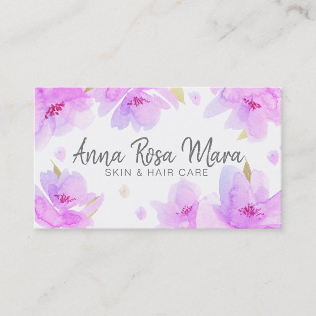 Carte De Visite *~* Aquarelle Abstraite Florale (Devant)