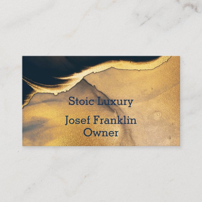 Carte De Visite Aquarelle Abstraite or sur bleu marine (Devant)