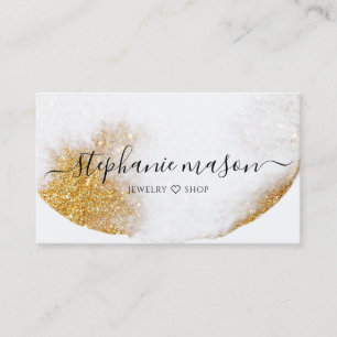 Carte De Visite Aquarelle Abstraite Paillettes Dorées Élégante Mod