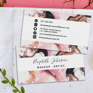 Carte De Visite Aquarelle Abstraite rose noir beige Unique